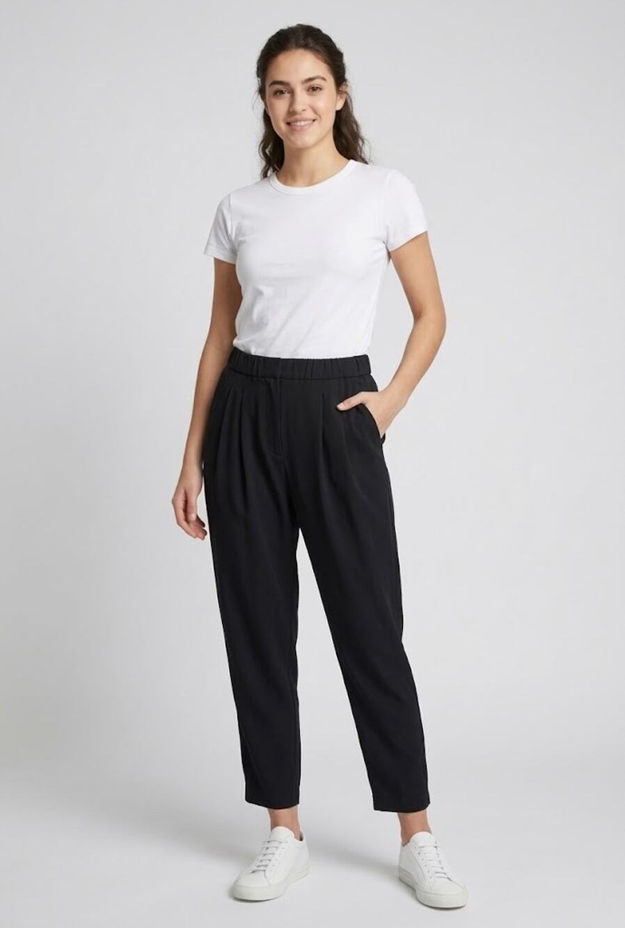 Nili Lotan Black Twill Stretch Tapered Trouser Pants Small